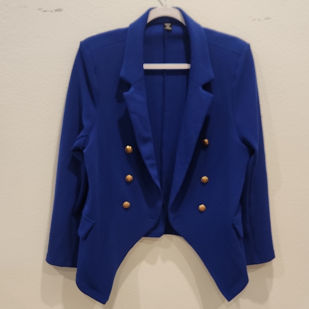 SHEIN Royal Blue Blazer with Gold Buttons